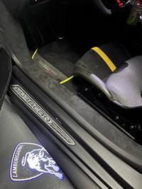 Black Floor Mats for Lamborghini Huracan With Alcantara Leather Yellow Trim