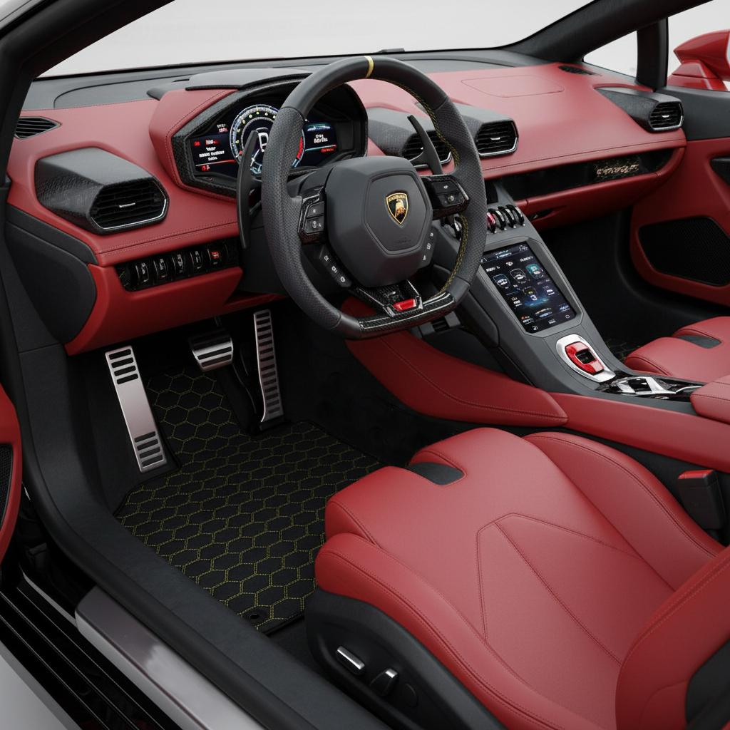 Interior look of floor mats for Lamborghini Huracan Sterrato (2023-2024)