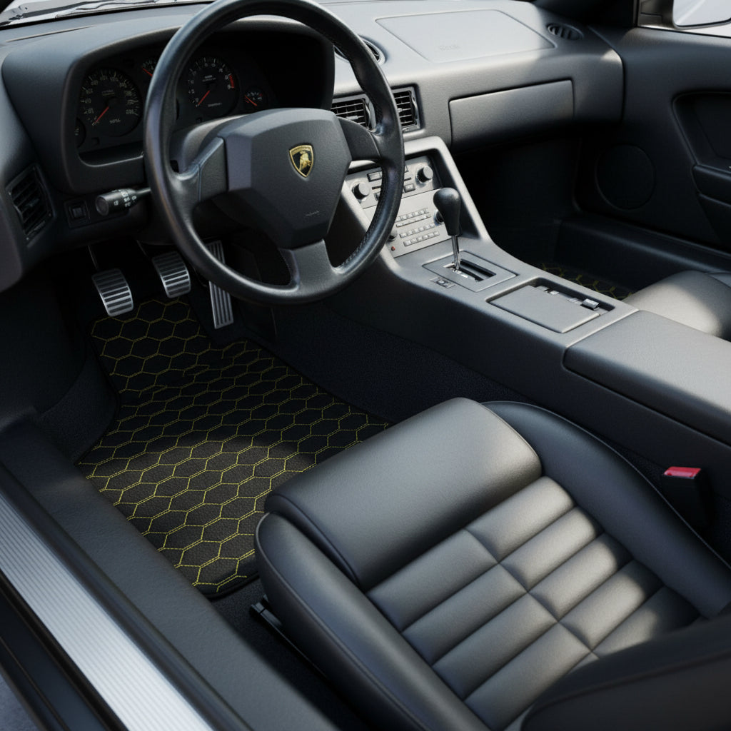 Customizable Leather Floor Mats with Line Pattern for Lamborghini Diablo (1990-2001) - AutoWin