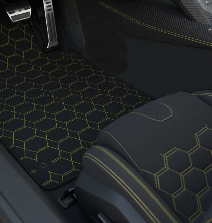 Customizable Leather Floor Mats with Square Pattern for Lamborghini Temerario (2025-2026) - AutoWin