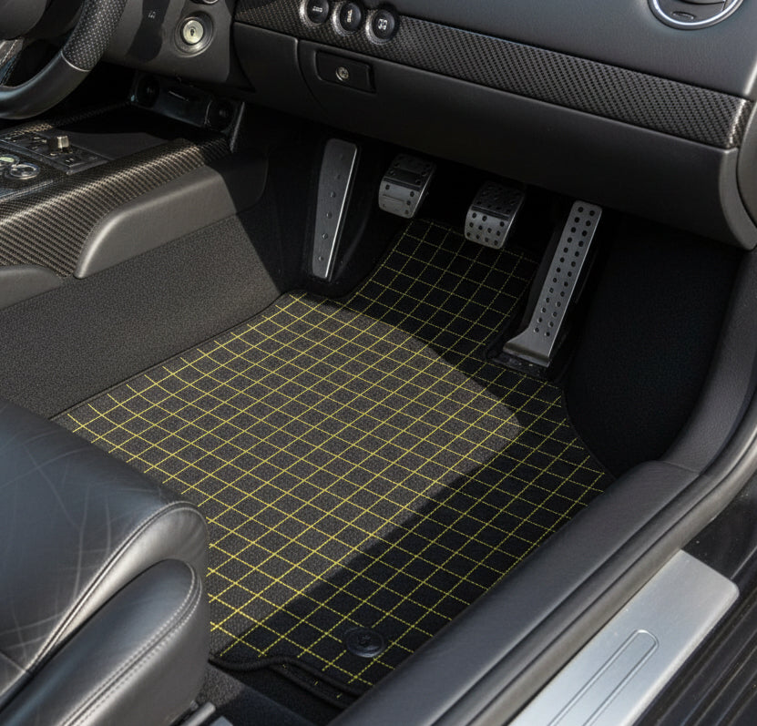 Customizable Leather Floor Mats with Square Pattern for Lamborghini Murcielago (2001-2010)