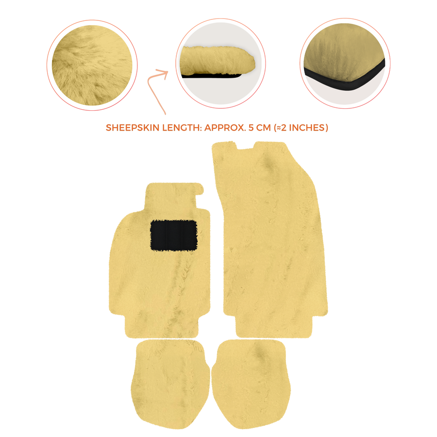 Tapis de voiture en peau de mouton pour Porsche 911 - 964 (1989-1994) - Longueur de peau de mouton, Options de couleur variées