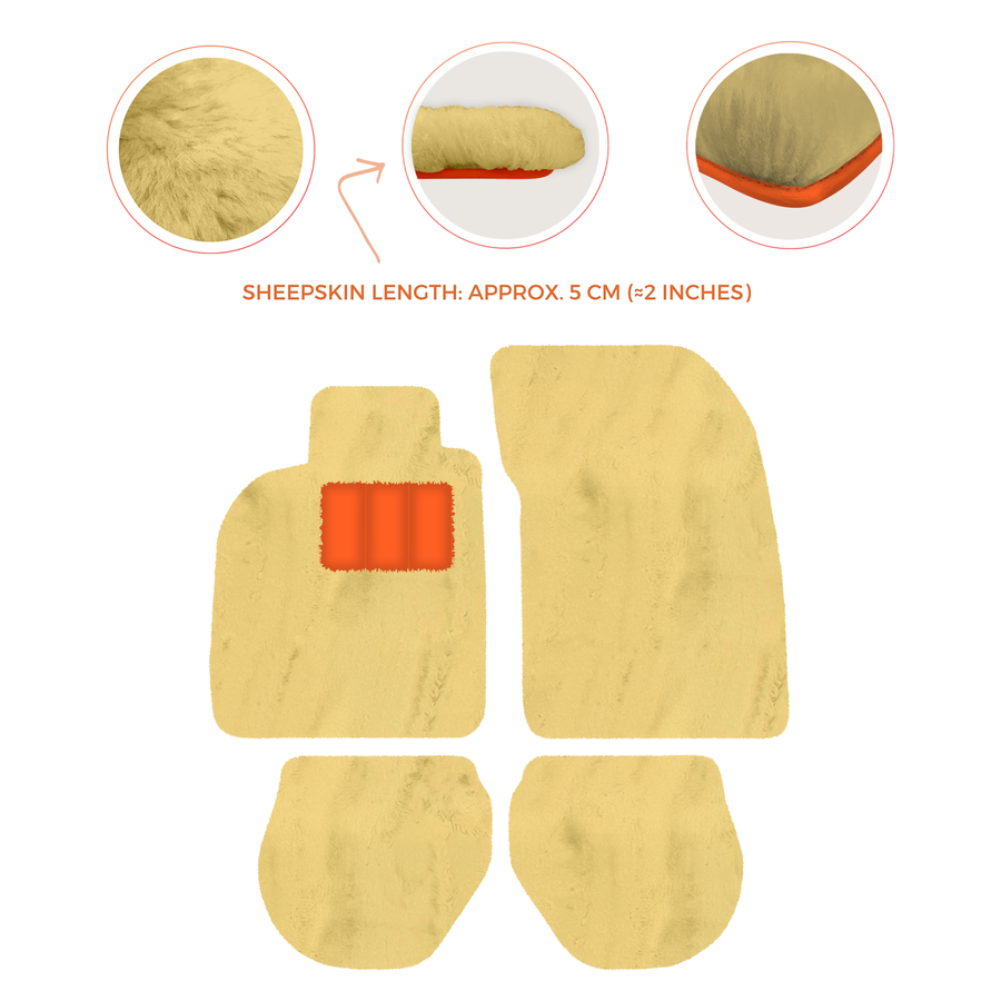 Tapis de voiture en peau de mouton pour Porsche 911-993 (1993-1998) - Longueur de peau de mouton, Options de couleur variées