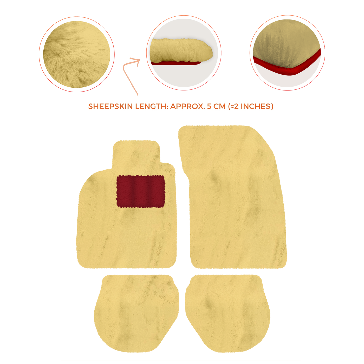Sheepskin Floor Mats for Porsche 911-993 (1993-1998) - Sheepskin Length, Various Color Options