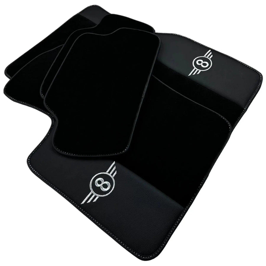 Black Floor Mats for Mini Cooper / One Electric (2020-2023) with Leather - AutoWin