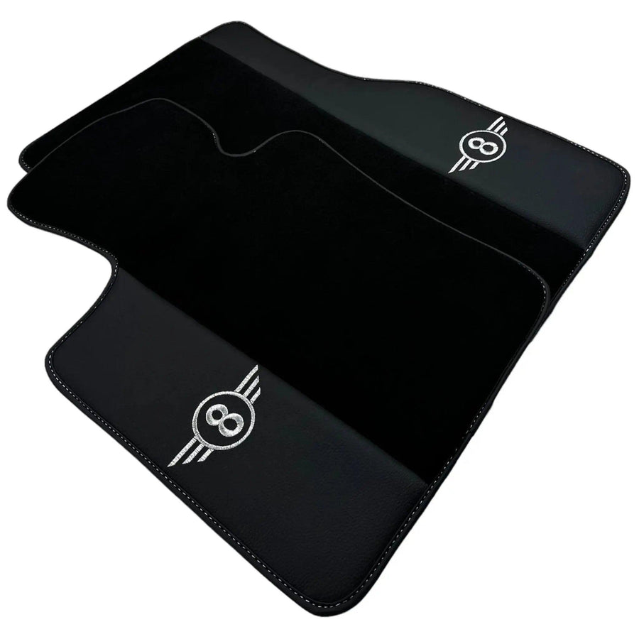 Black Floor Mats for Mini Cooper / One Electric (2020-2023) with Leather - AutoWin