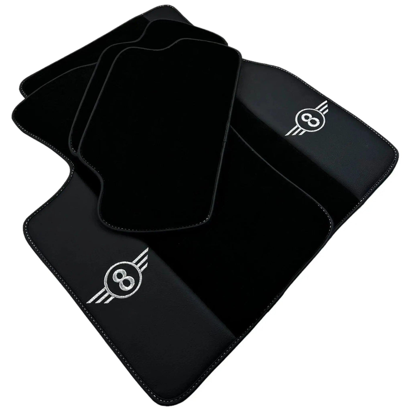 Black Floor Mats for Mini Cooper / One F55 5-doors (2015-2023) with Leather - AutoWin