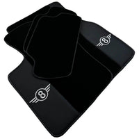 Black Floor Mats for Mini Cooper / One F55 5-doors (2015-2023) with Leather - AutoWin