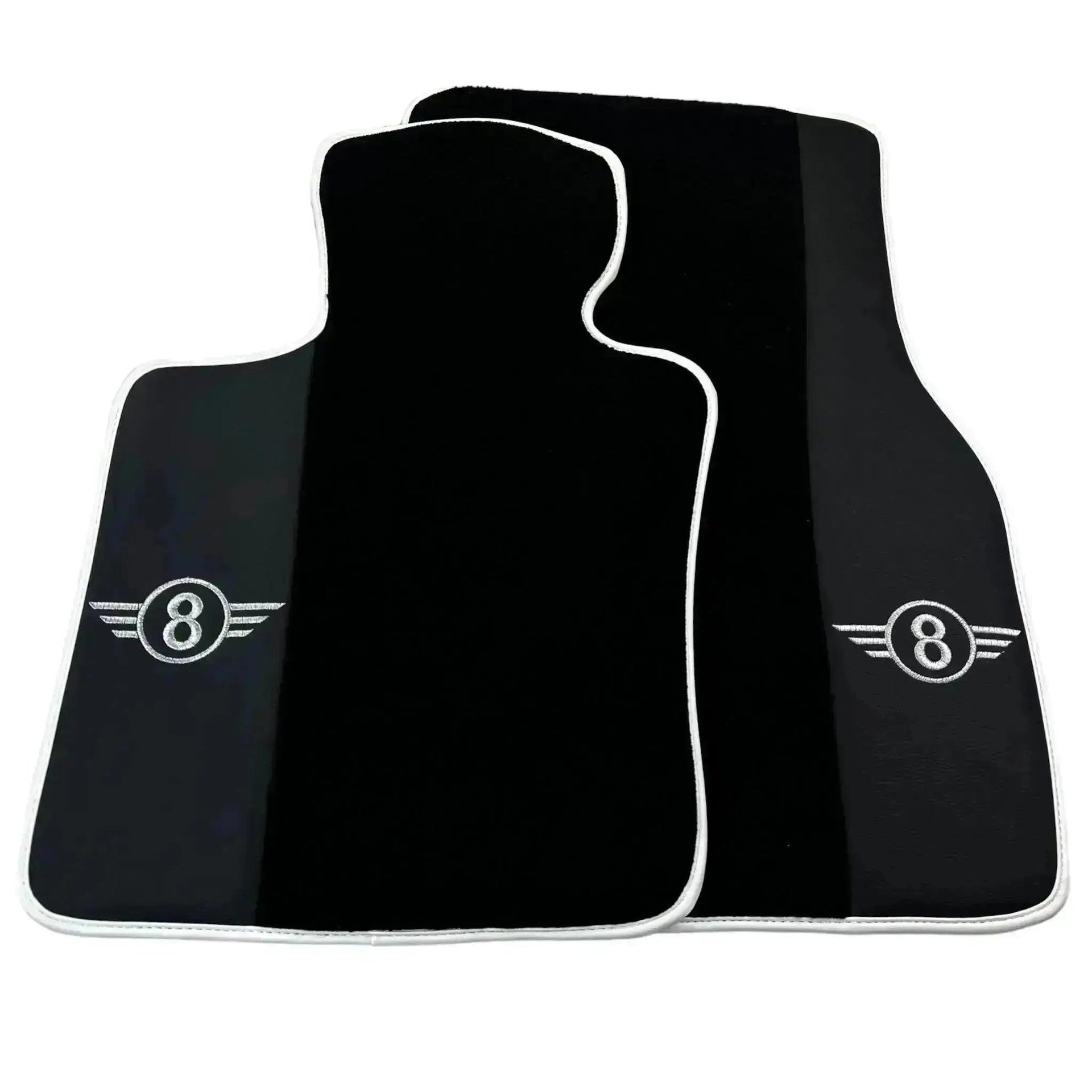 Black Floor Mats for Mini Cooper / One R50 (2001-2007) with Leather | White Trim - AutoWin