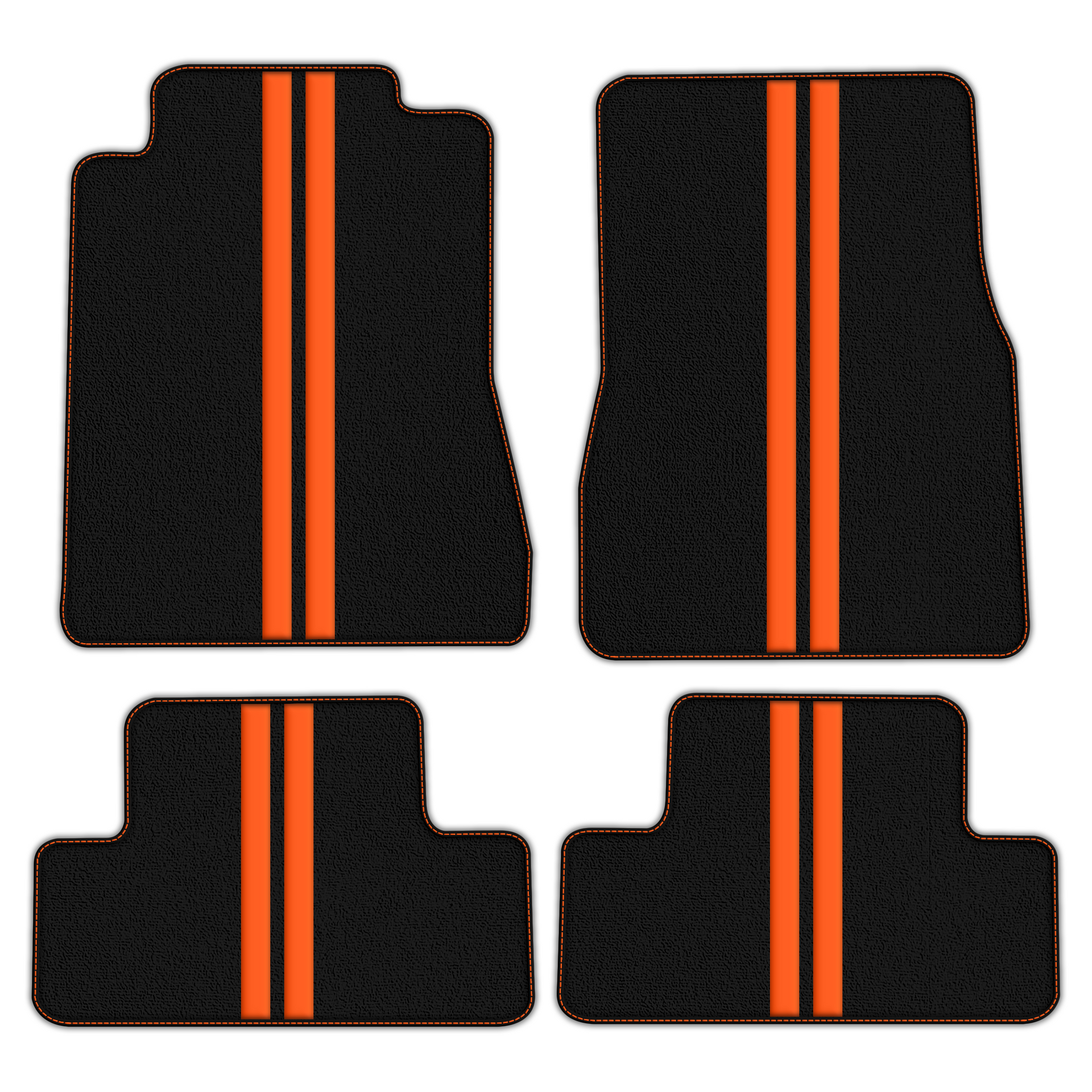 Black Floor Mats with Leather Line for Ford Mustang V FL (2011-2014) - Various Colors