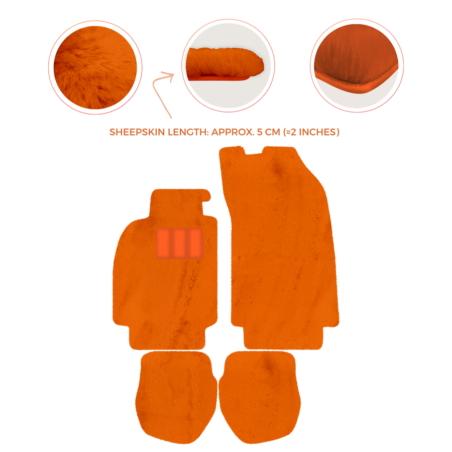 Tapis de voiture en peau de mouton pour Porsche 911 - 964 (1989-1994) - Longueur de peau de mouton, Options de couleur variées