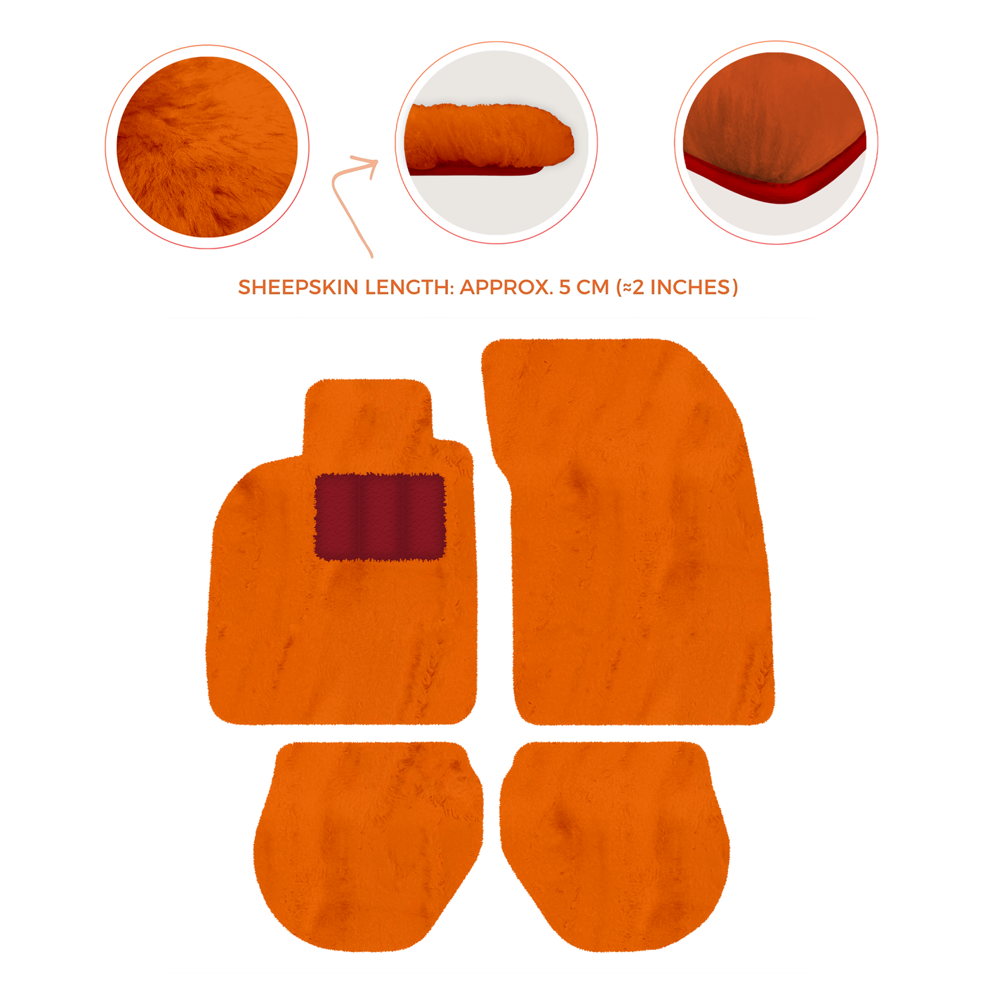 Sheepskin Floor Mats for Porsche 911-993 (1993-1998) - Sheepskin Length, Various Color Options
