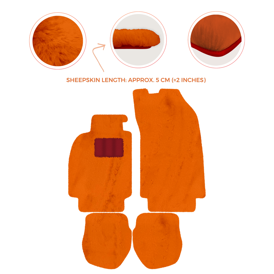 Tapis de voiture en peau de mouton pour Porsche 911 - 964 (1989-1994) - Longueur de peau de mouton, Options de couleur variées