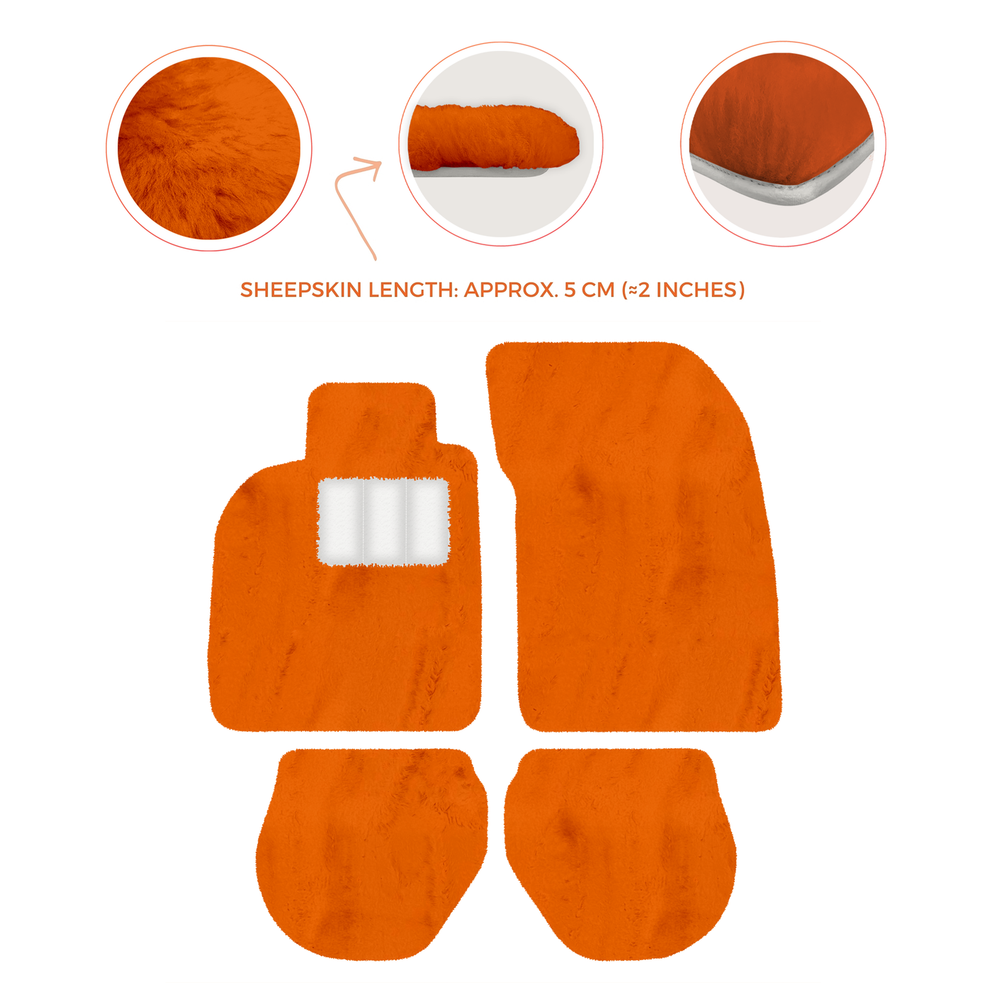 Sheepskin Floor Mats for Porsche 911-993 (1993-1998) - Sheepskin Length, Various Color Options