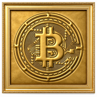 Gold Leather Bitcoin Inspired Wall Art: Embroidered Black Stitch Luxury Decor