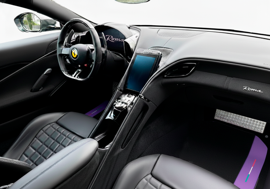 Tapis de voiture noirs pour Ferrari Roma (2021-2024) avec