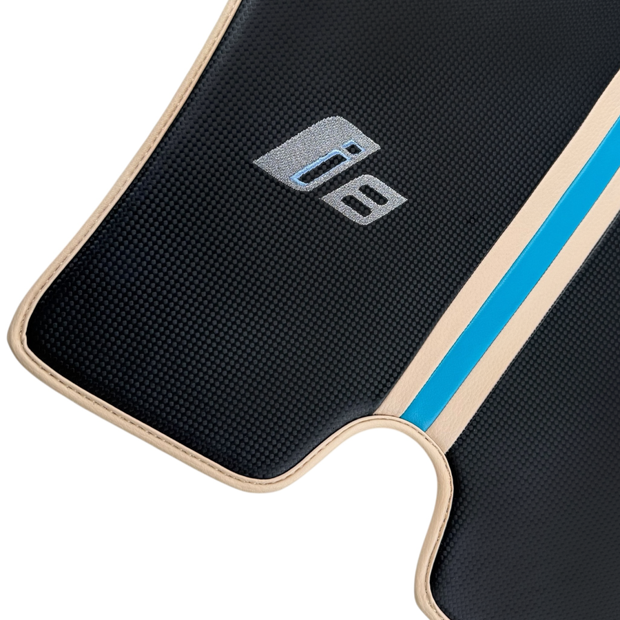 Tapis de voiture en fibre de carbone pour BMW i8 Series L12 L15 | Cuir crème