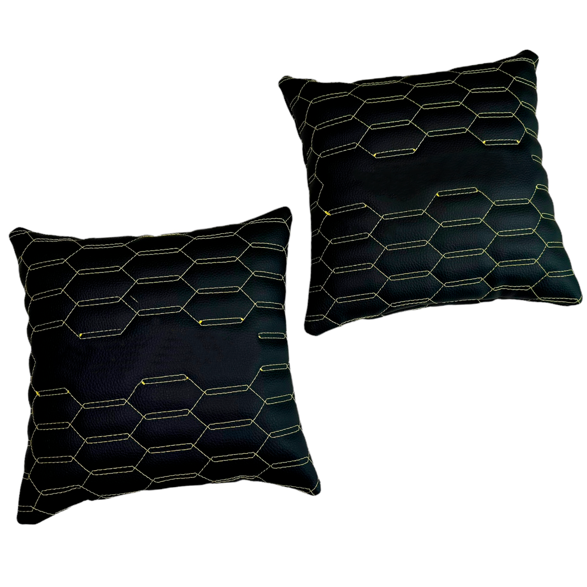 Customizable Black Leather Pillows Set of 2 | Yellow Sewing
