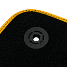 Black Floor Mats for Porsche Taycan (2019-2023) with Leather | Yellow Trim