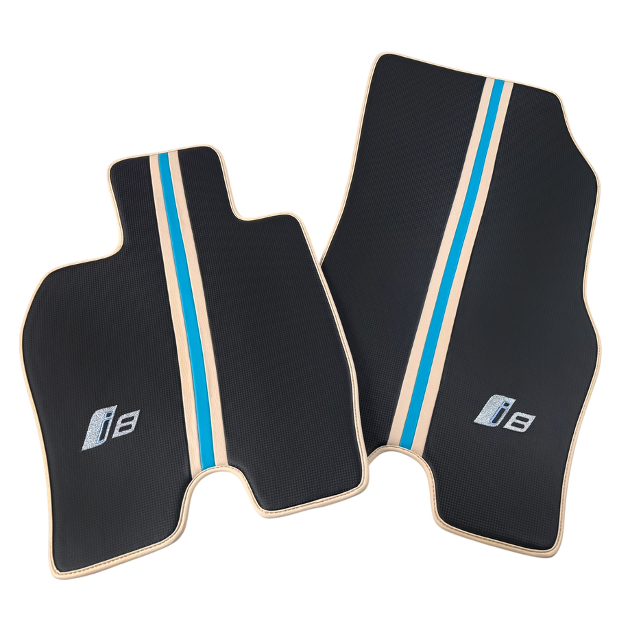 Tapis de voiture en fibre de carbone pour BMW i8 Series L12 L15 | Cuir crème