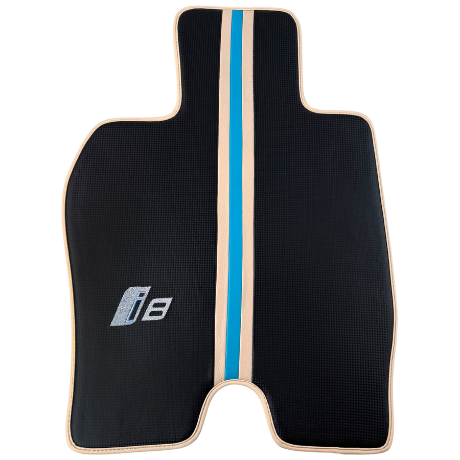 Tapis de voiture en fibre de carbone pour BMW i8 Series L12 L15 | Cuir crème