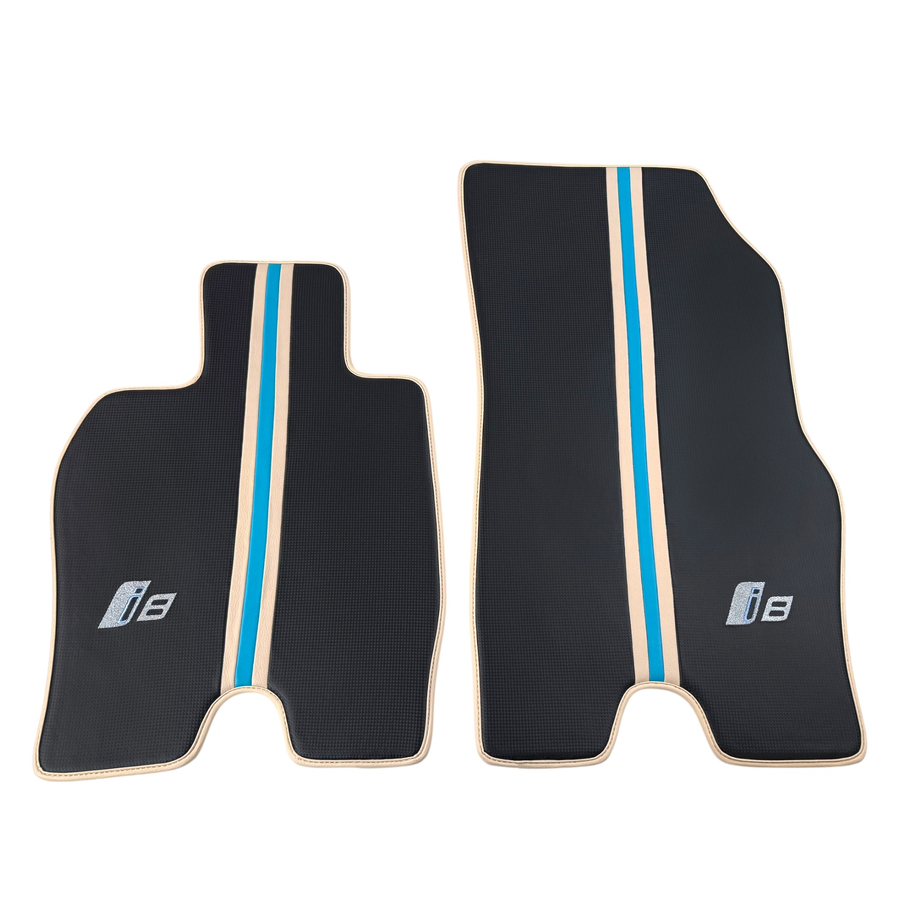 Tapis de voiture en fibre de carbone pour BMW i8 Series L12 L15 | Cuir crème