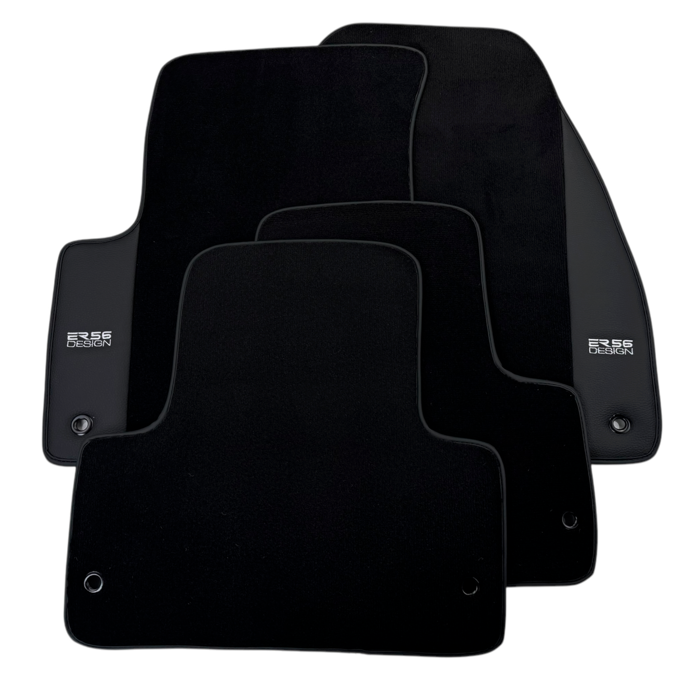 ER56 Design Black Floor Mats for Chevrolet Kalos (2002-2011) with Leather