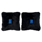Black Sheepskin Pillows Design Set of 2 for Rolls-Royce Vehicles - Blue Logo