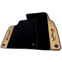 Italian Edition Black Floor Mats for Lamborghini Urus (2018-2026) with Gold Leather Border