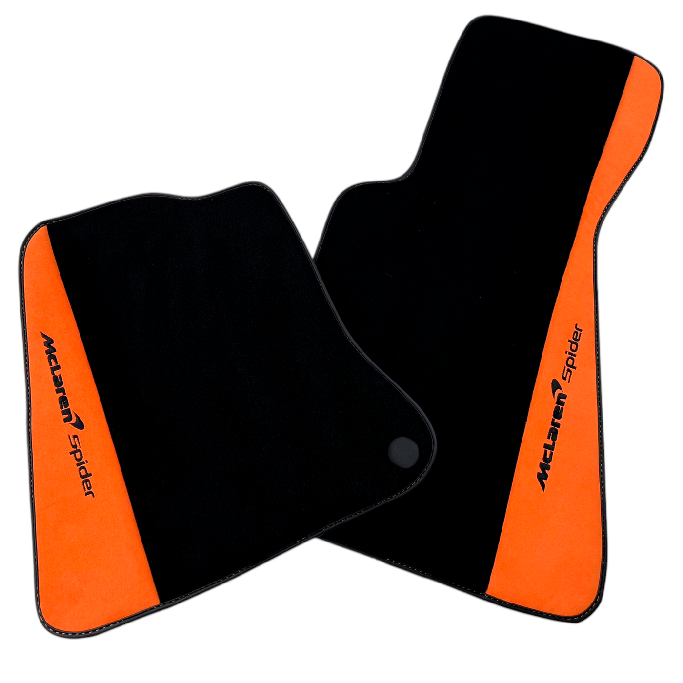 Black Floor Mats For McLaren Spider with Orange Alcantara Leather