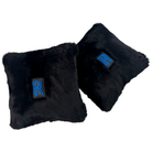 Black Sheepskin Pillows Design Set of 2 for Rolls-Royce Vehicles - Blue Logo