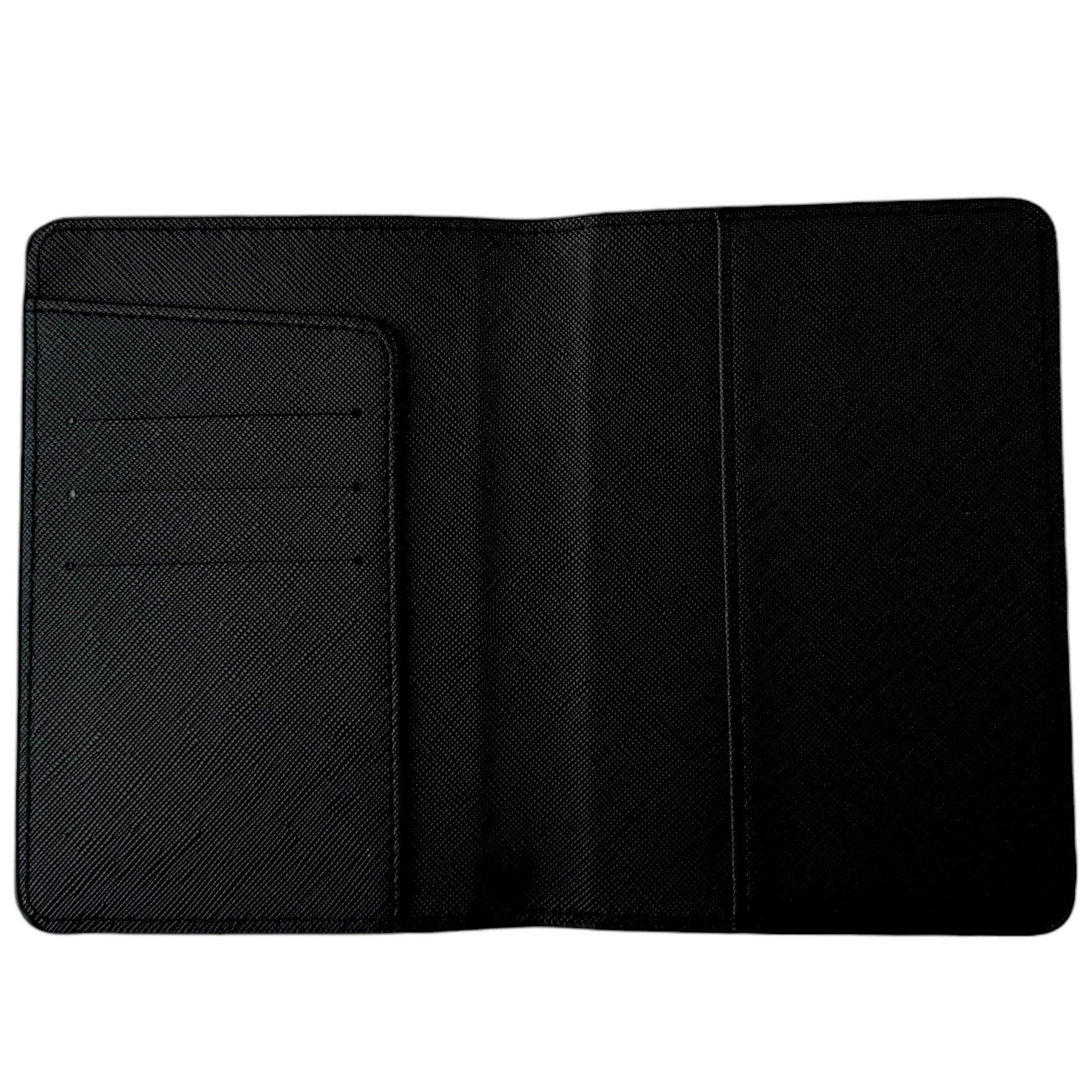 Black Leather AutoWin Passport Holder with Golden Logo - AutoWin
