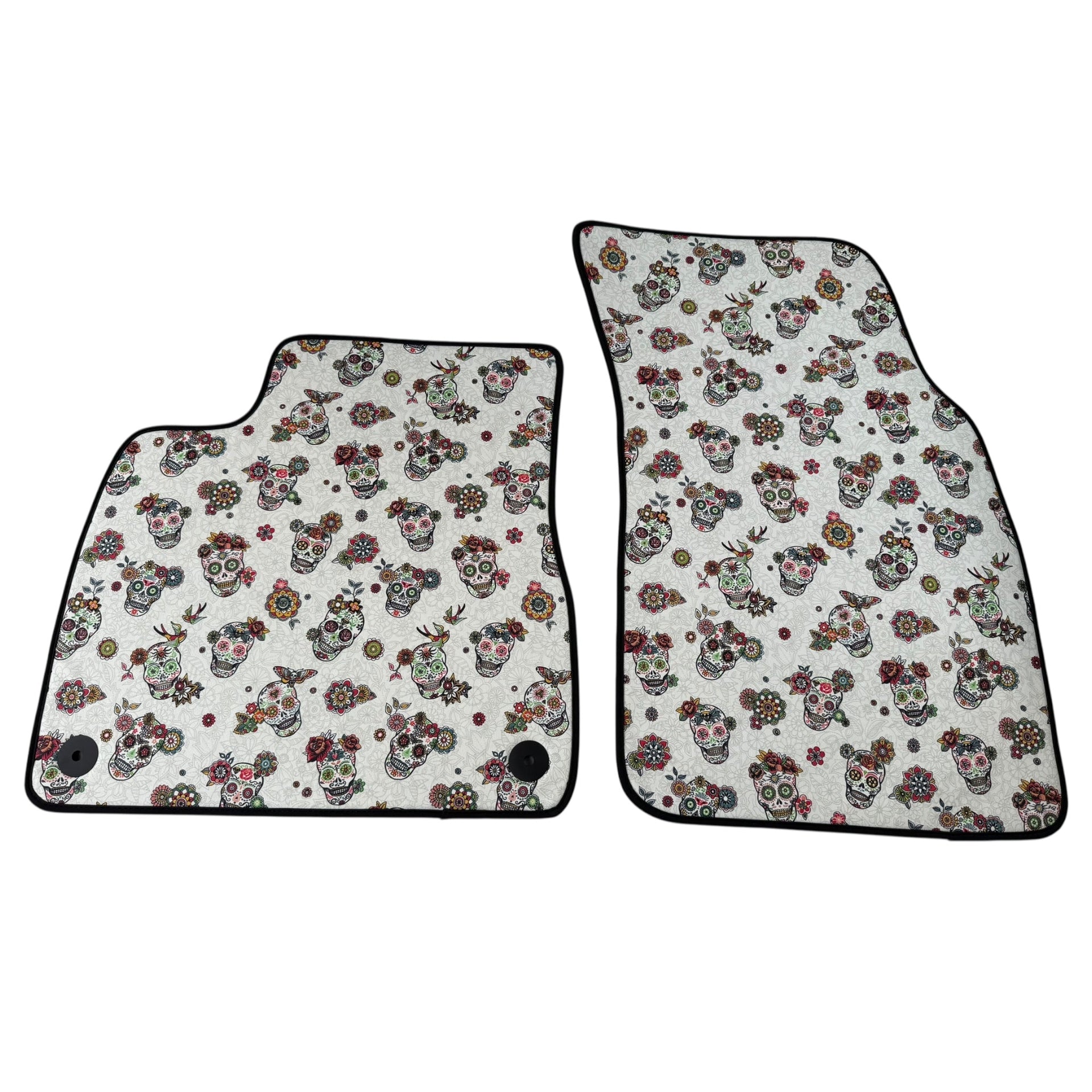 White Floral Skull Design Car Floor Mats for Lamborghini Urus (2018-2026)