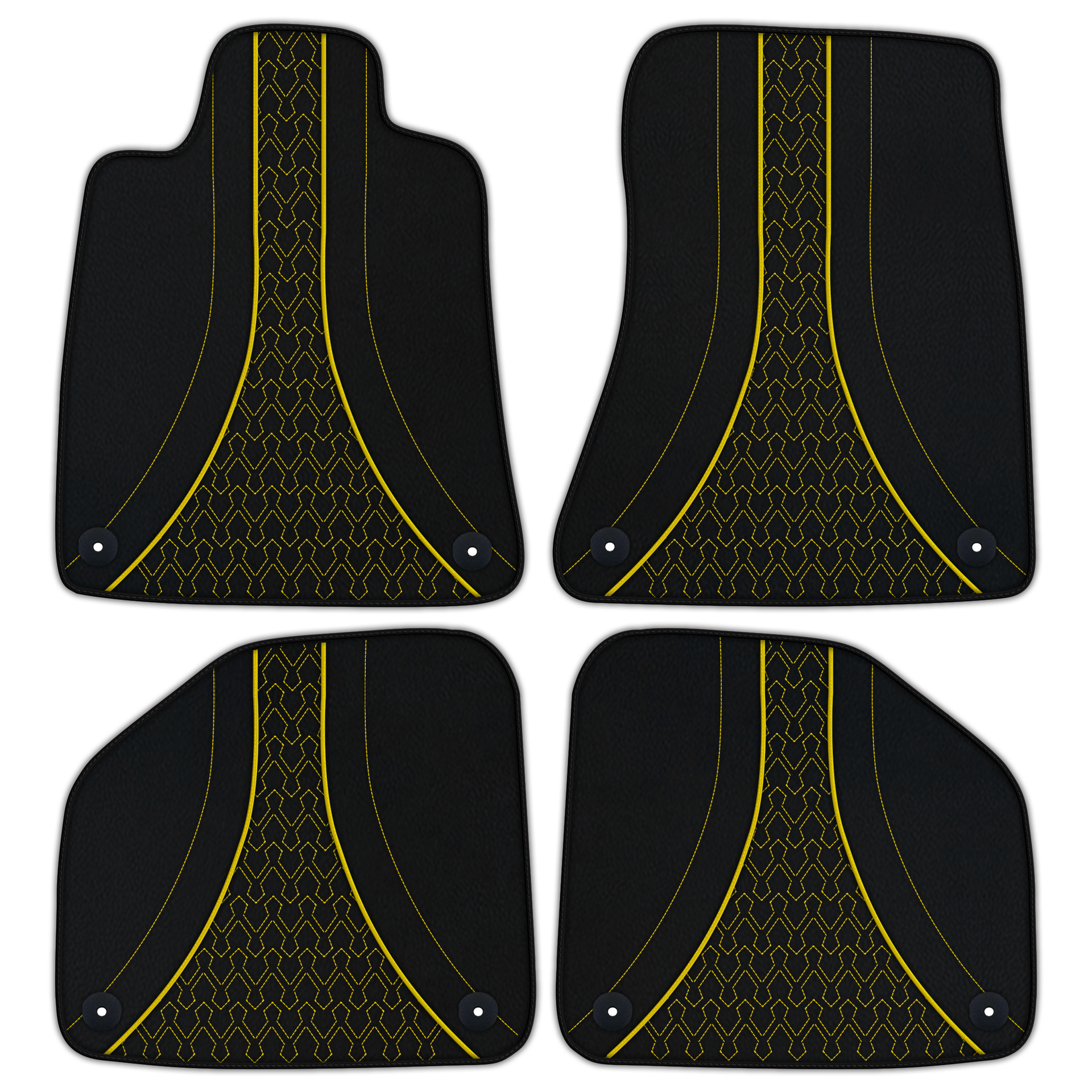 Tapis de voiture en cuir personnalisables avec motif hexagonal symétrique pour Aston Martin DBX (2020-2023) - AutoWin