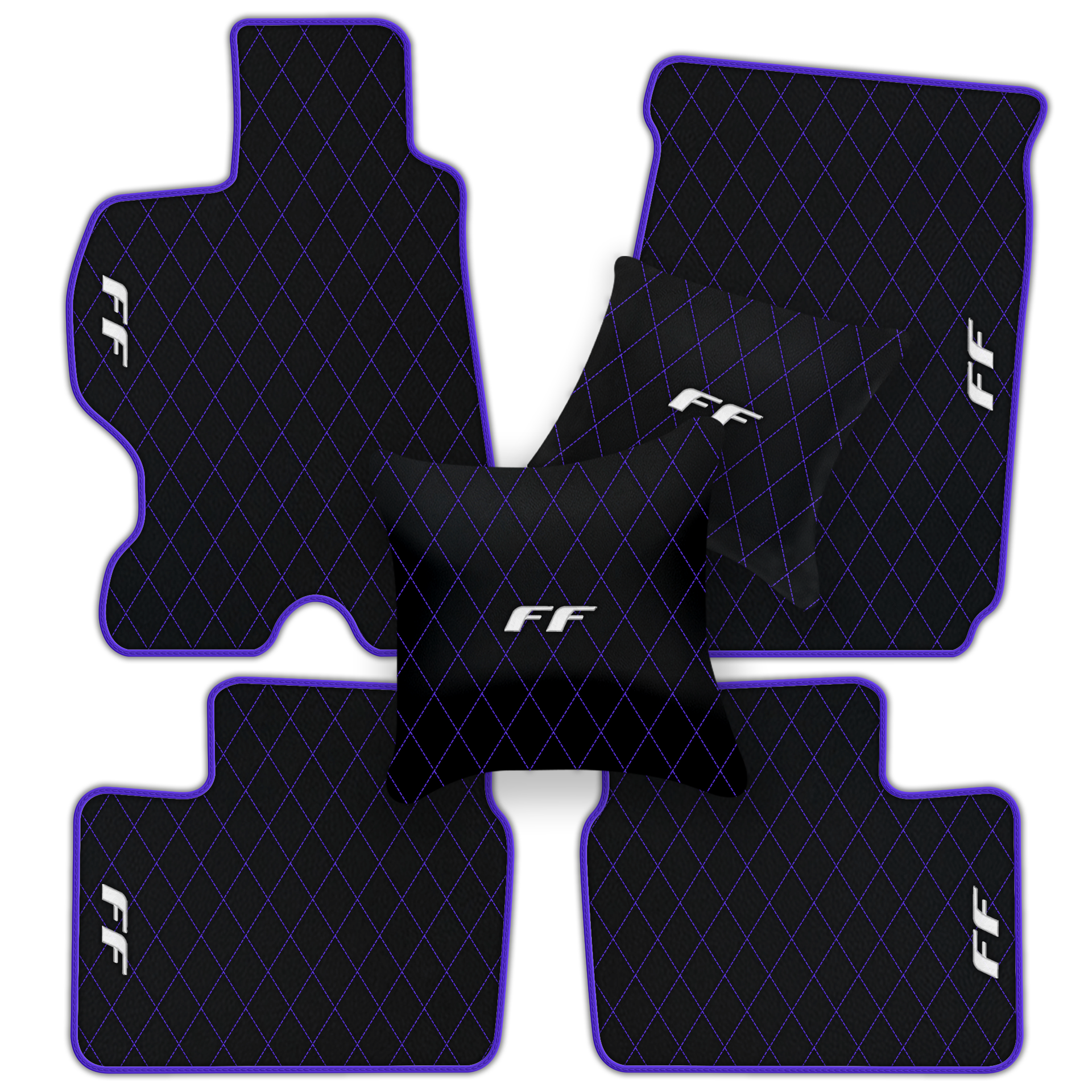 Luxury Black Leather Floor Mats for Ferrari Roma (2021-2024)