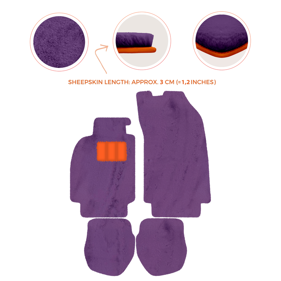 Tapis de voiture en peau de mouton pour Porsche 911 - 964 (1989-1994) - Longueur de peau de mouton, Options de couleur variées