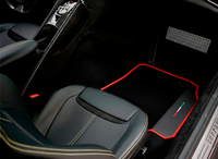 Tapis de voiture noirs pour Ferrari GTC4 Lusso (2016-2023) avec cuir et bord rouge