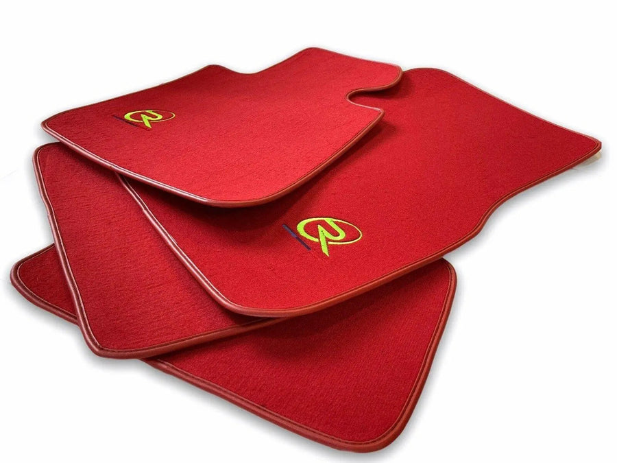 Red Floor Mats For BMW 1 Series F70 ROVBUT Brand Tailored Set Perfect Fit Green SNIP Collection - AutoWin