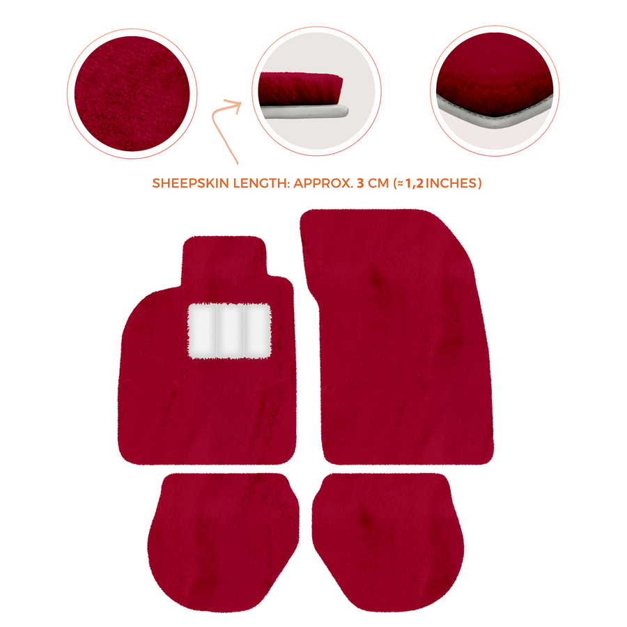 Tapis de voiture en peau de mouton pour Porsche 911-993 (1993-1998) - Longueur de peau de mouton, Options de couleur variées