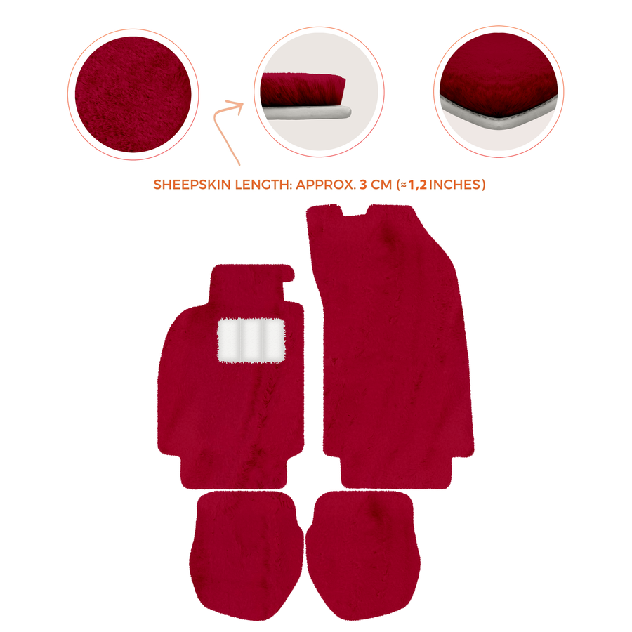 Tapis de voiture en peau de mouton pour Porsche 911 - 964 (1989-1994) - Longueur de peau de mouton, Options de couleur variées