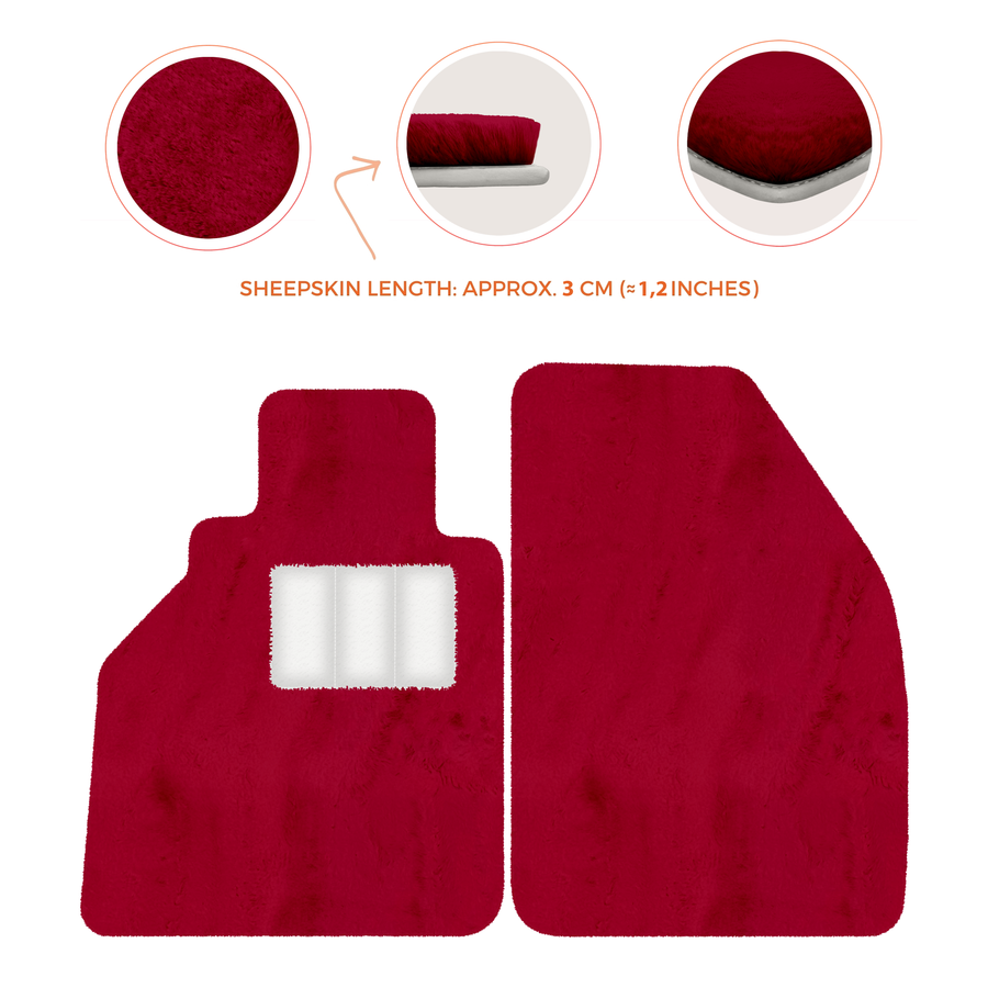 Tapis de voiture en peau de mouton pour Porsche 986 Boxster (1996-2004) - Longueur de peau de mouton, Options de couleur variées