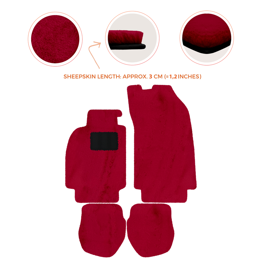 Tapis de voiture en peau de mouton pour Porsche 911 - 964 (1989-1994) - Longueur de peau de mouton, Options de couleur variées