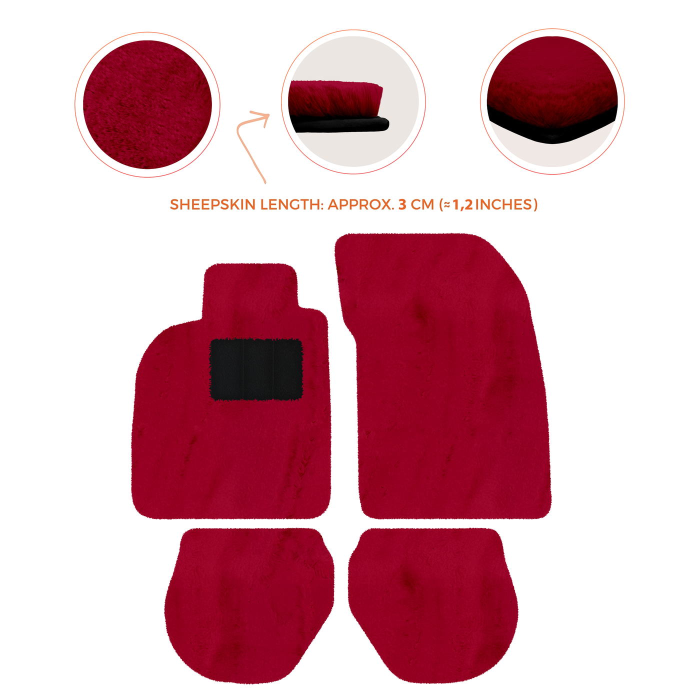 Sheepskin Floor Mats for Porsche 911-993 (1993-1998) - Sheepskin Length, Various Color Options