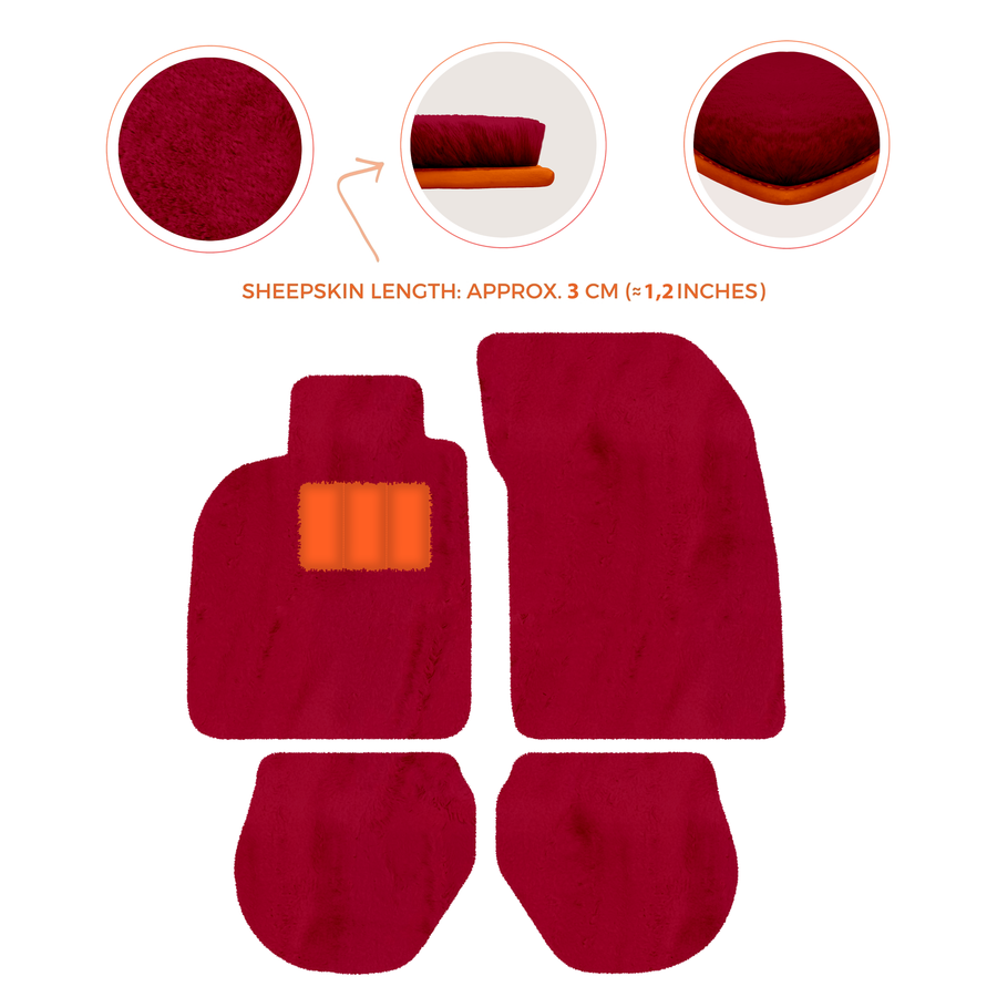Tapis de voiture en peau de mouton pour Porsche 911-993 (1993-1998) - Longueur de peau de mouton, Options de couleur variées