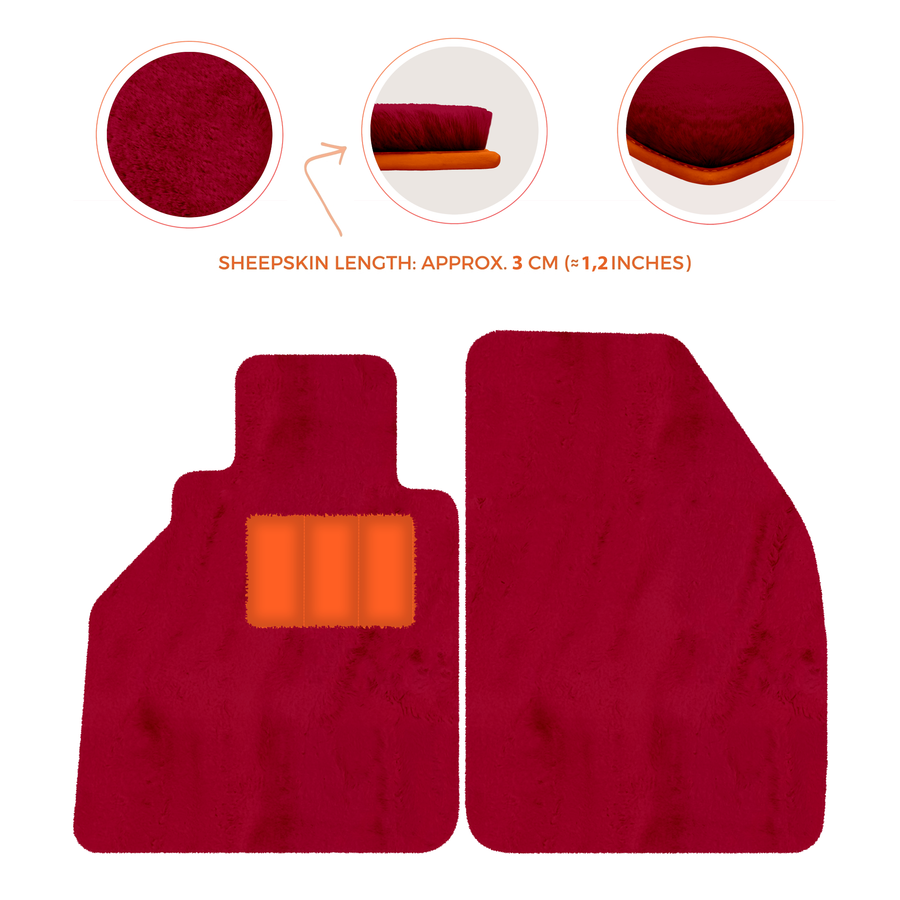 Tapis de voiture en peau de mouton pour Porsche 986 Boxster (1996-2004) - Longueur de peau de mouton, Options de couleur variées