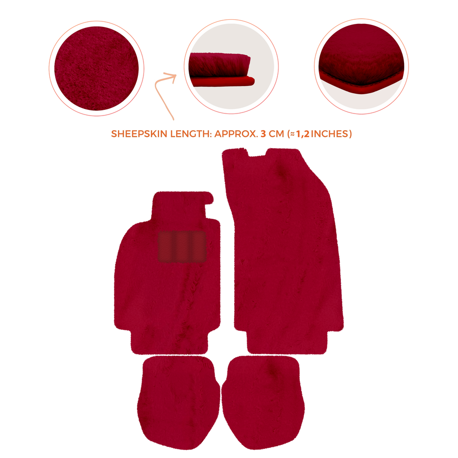 Tapis de voiture en peau de mouton pour Porsche 911 - 964 (1989-1994) - Longueur de peau de mouton, Options de couleur variées