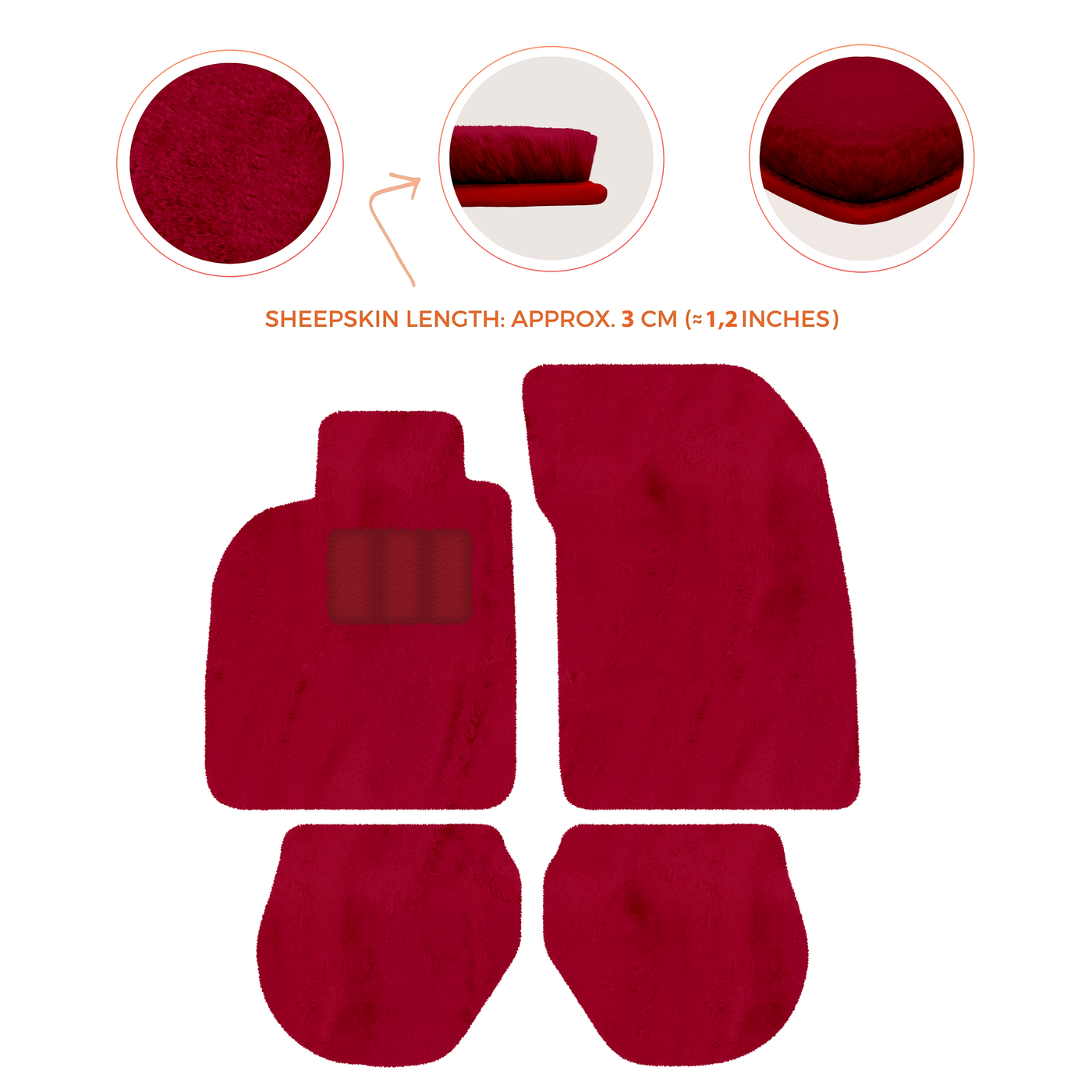 Sheepskin Floor Mats for Porsche 911-993 (1993-1998) - Sheepskin Length, Various Color Options
