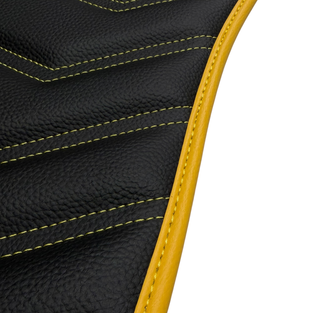 Black Leather Floor Mats for Ferrari Roma (2021-2027) Yellow Sewing