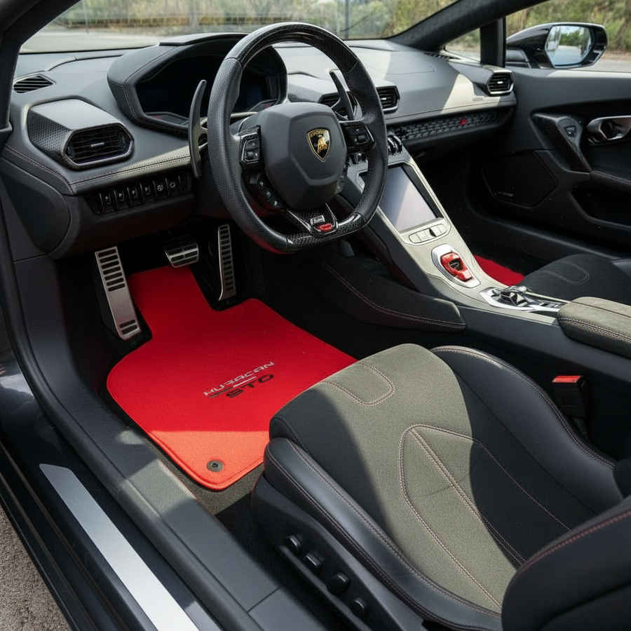 Tapis de voiture rouges pour Lamborghini Huracan STO