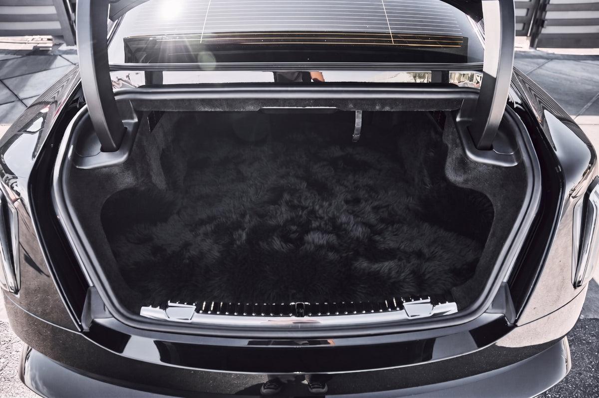 Schwarze Fußmatten für Rolls Royce Spectre (2023–2024), blaues Alcantara-Leder
